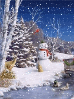 Прикольный снеговик. Анимационные картинки на телефон 240х320.