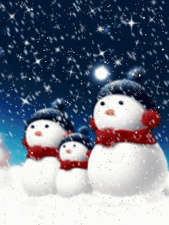Прикольный снеговик. Анимационные картинки на телефон 240х320.