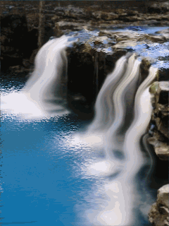 Лесные водопады. Анимированные картинки на телефон 240х320.
